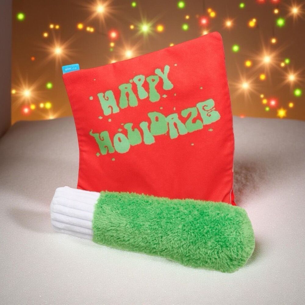 NWT Bark Box “Happy Holidaze” Puffermint Spliff Plush Thrasher Toy Size M/L
